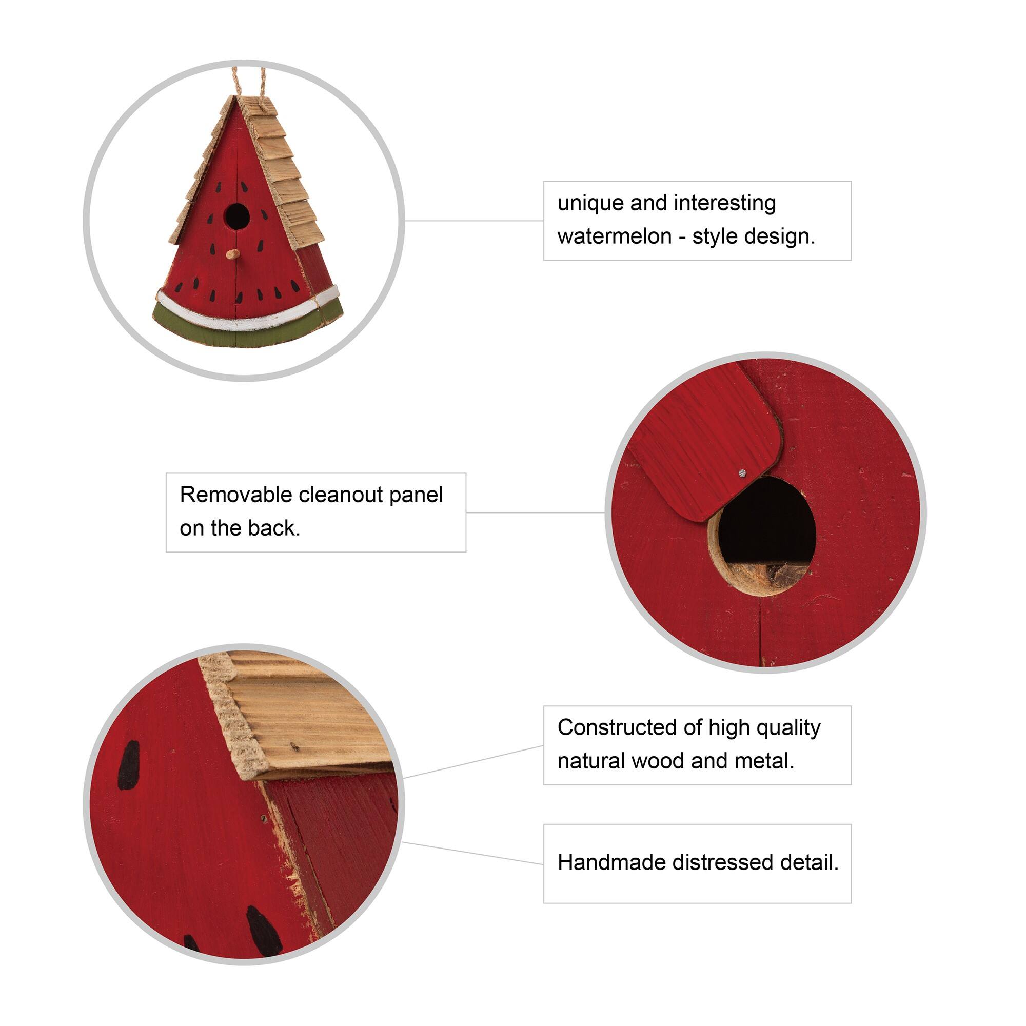 Glitzhome® 11" Hanging Wood Watermelon Garden Decorative Birdhouse